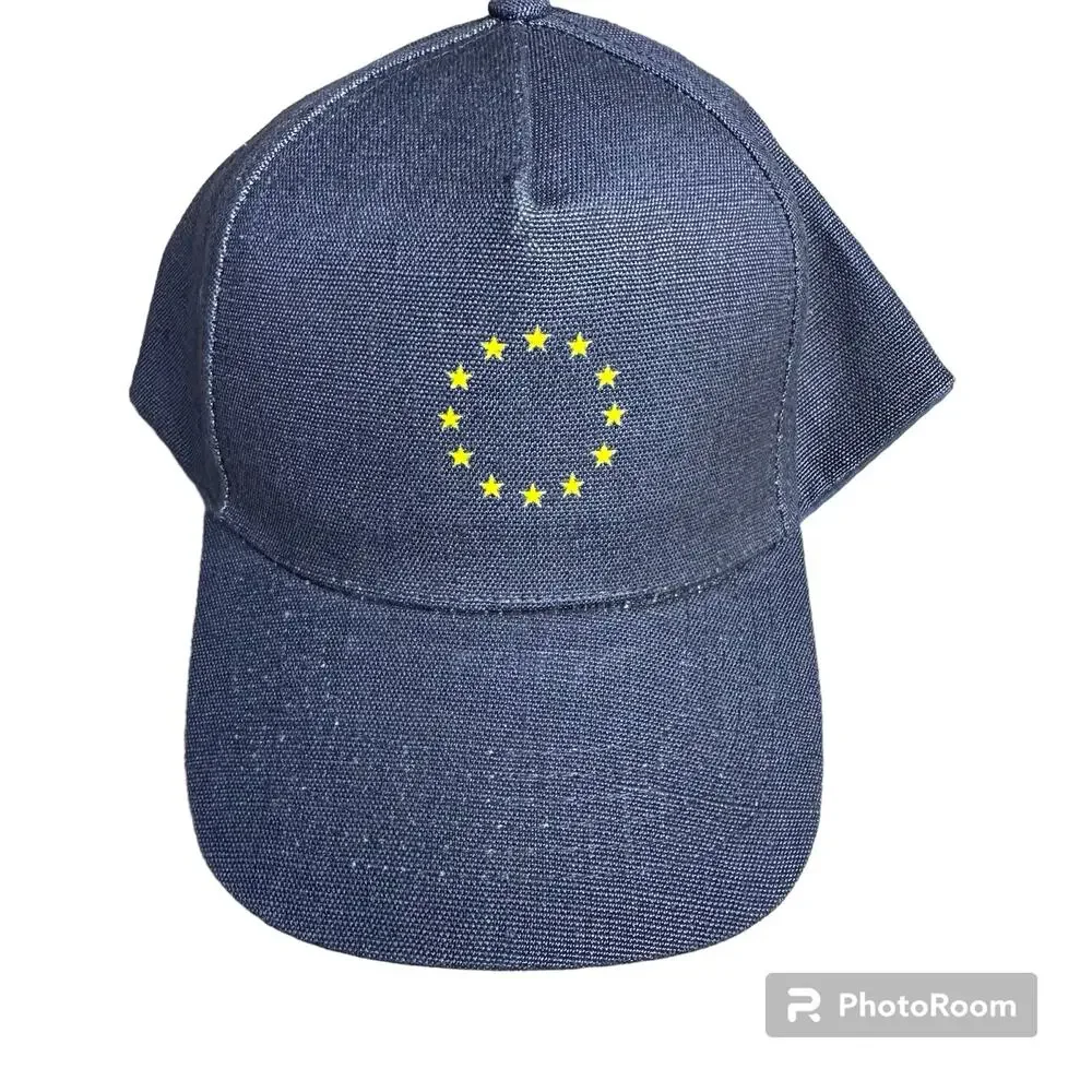 European Union Flag Stars Baseball Hat Cap Blue Made of Hemp